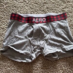 Aero Gray Boxer Briefs with Red Plaid Waistband